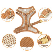Adjustable mesh dog harness and leash set with bowknot, view 10 - MRSLM