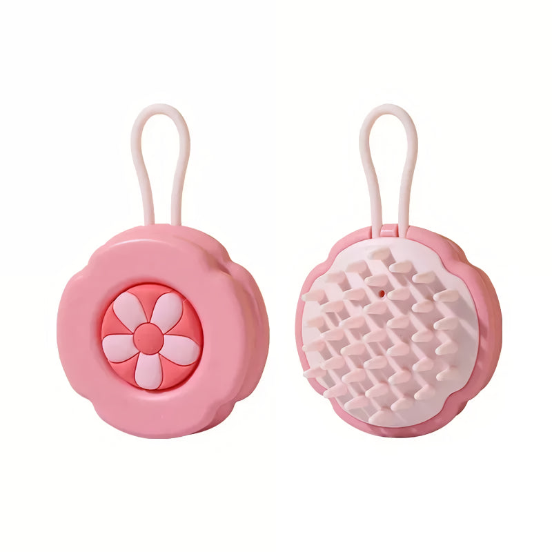 flower pattern silicone shampoo brush, view 2 - MRSLM