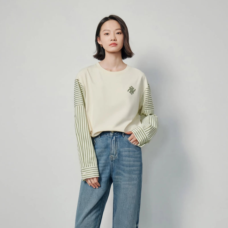 contrast color patchwork pullover - MRSLM