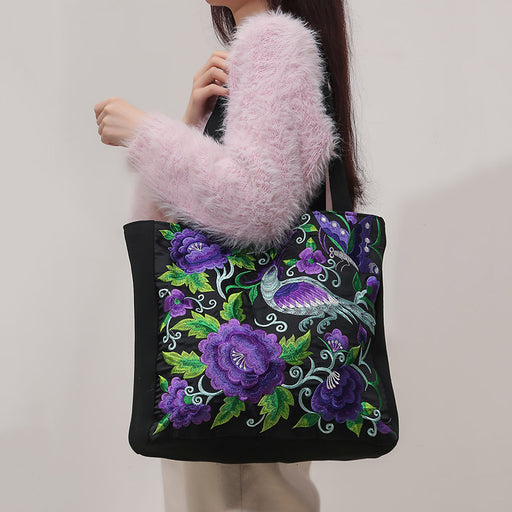 phoenix embroidered shoulder bag, view 6 - MRSLM