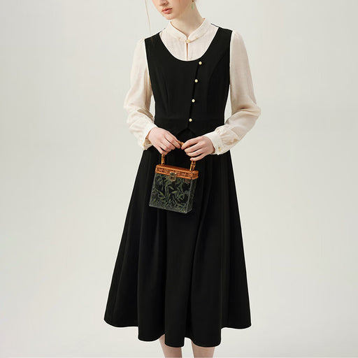 elegant office lady a-line dress with turtleneck - MRSLM