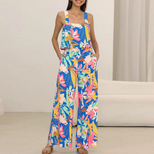 paisley wide leg jumpsuit set, view 3 - MRSLM