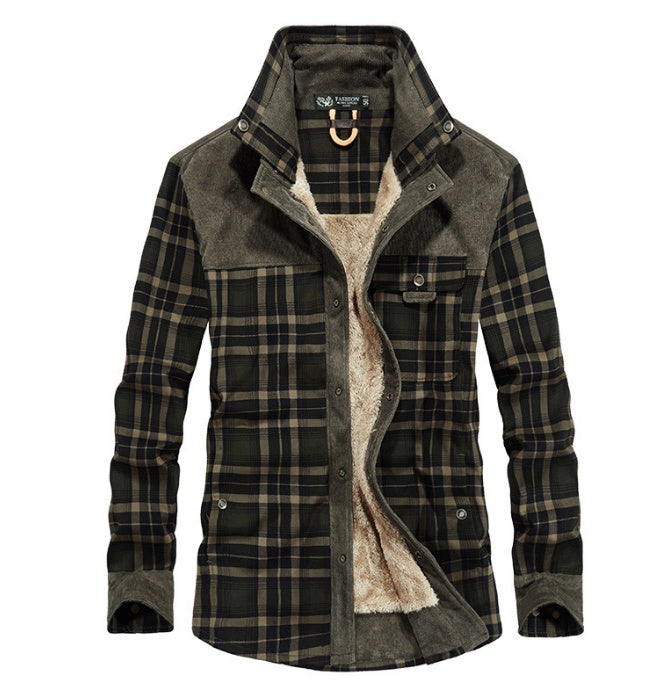 Men's fleece-lined cotton plaid jacket, view 9 - MRSLM