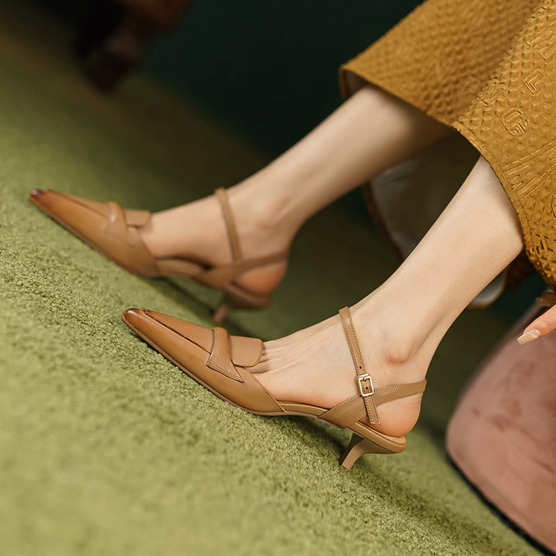 leather slingback heels, view 10 - MRSLM