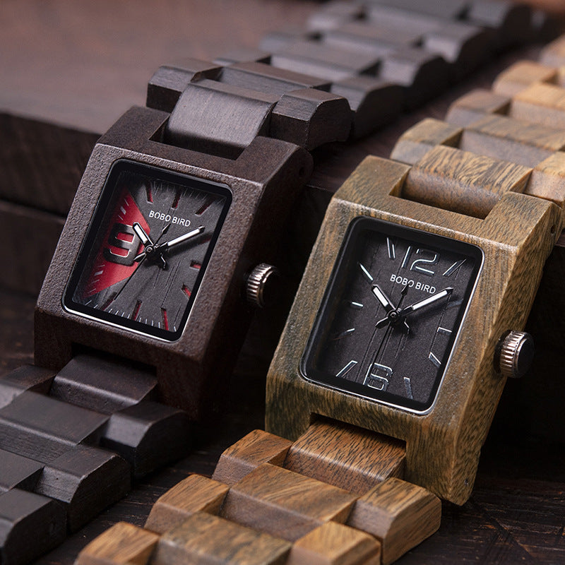 wooden shell quartz watch, view 3 - MRSLM