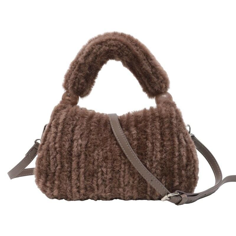Bolsa Hobo de Pelúcia Sintética