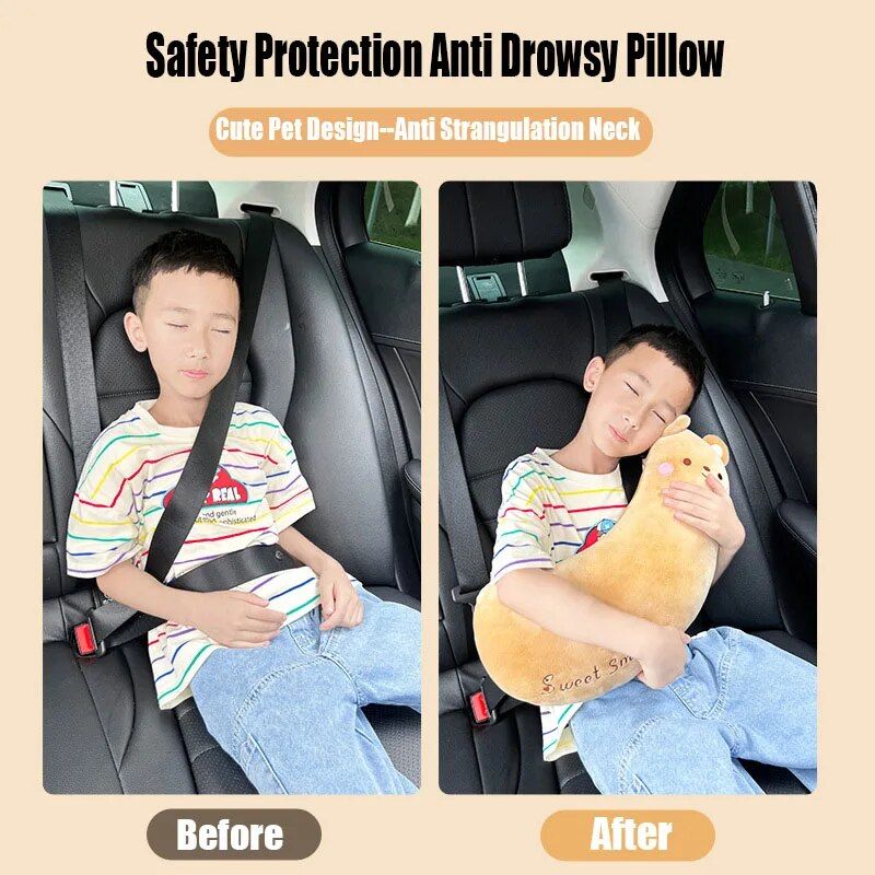 Plush Cartoon Animal Car Seat Belt Covers for Kids: Universal Shoulder Padding Protector