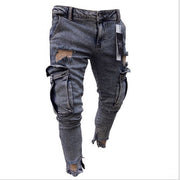 men's cargo hole denim jeans, view 4 - MRSLM