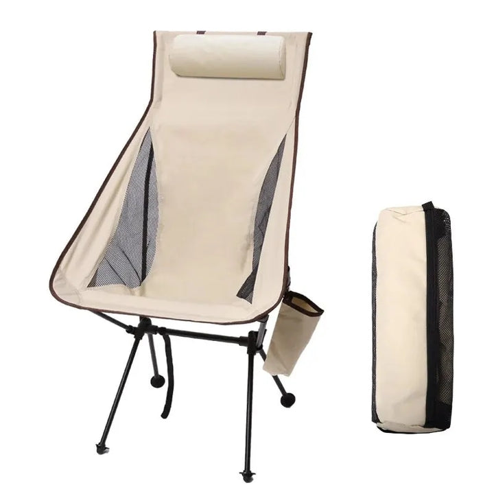 Lightweight Portable Camping Chair with Headrest - Durable Aluminum Folding Seat for Outdoors