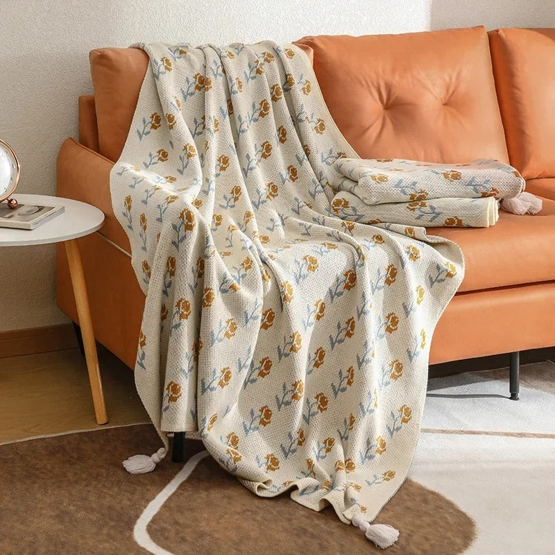 floral knitted throw blanket - MRSLM