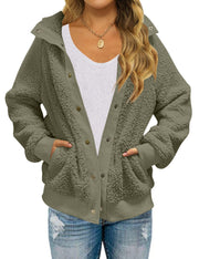 Women's button-front sherpa jacket with pockets, view 6 - MRSLM