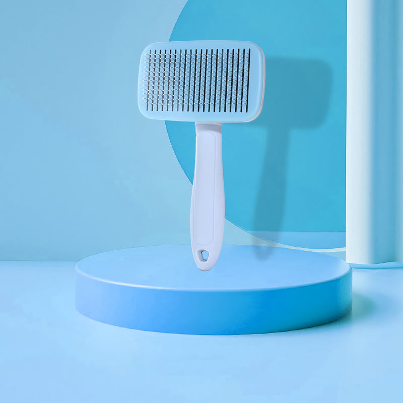 self-cleaning dog and cat grooming brush, view 2 - MRSLM