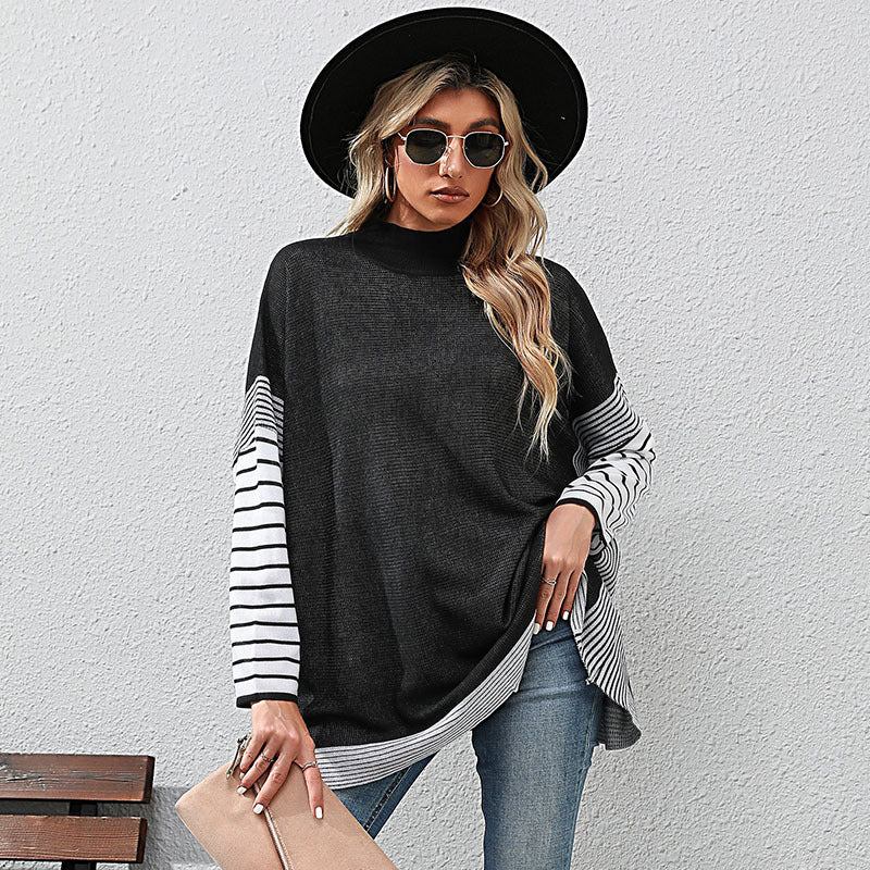 women's batwing sleeve half-high neck sweater, view 4 - MRSLM