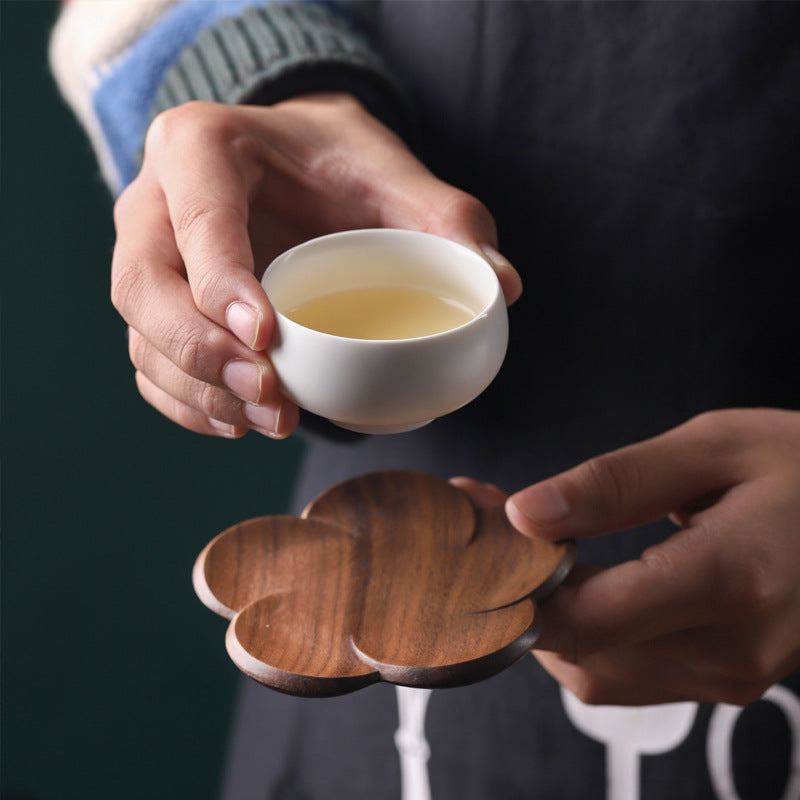 Japanese Style Walnut Wood Flower Coasters