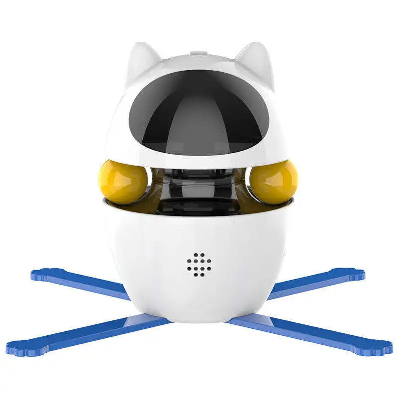 Brinquedo interativo 3 em 1 para gatos com laser e penas, com trackball automático e altura ajustável.