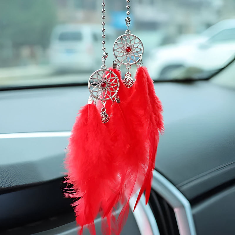 Dream Catcher Car Ornament with Feather