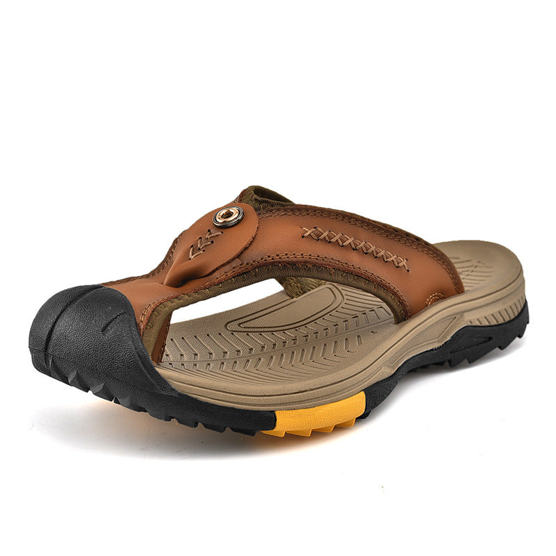men's leather flip-flops, view 6 - MRSLM