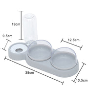 pet feeder with tilted double bowls, view 2 - MRSLM