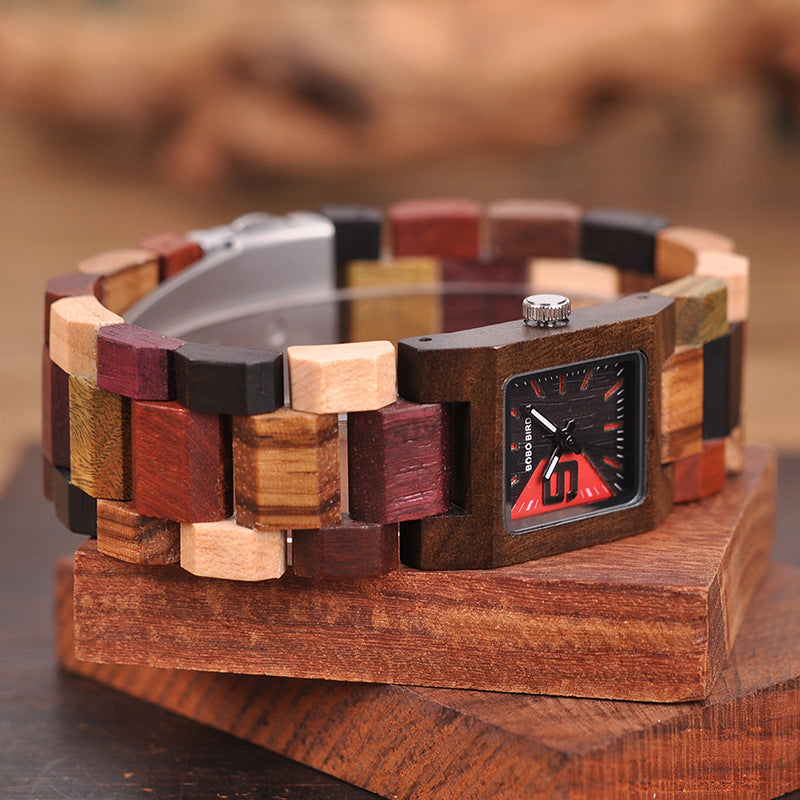 wooden shell quartz watch, view 2 - MRSLM