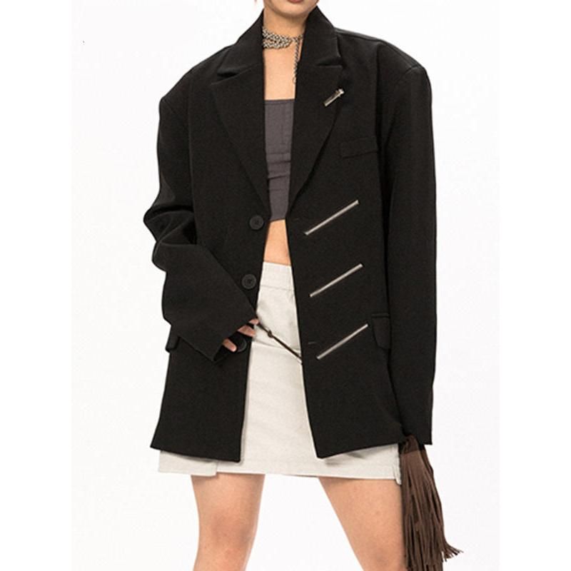 black notched collar blazer, view 3 - MRSLM