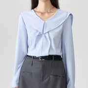 v-neck chiffon shirt - MRSLM