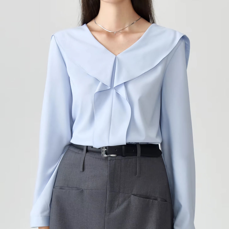 v-neck chiffon shirt - MRSLM