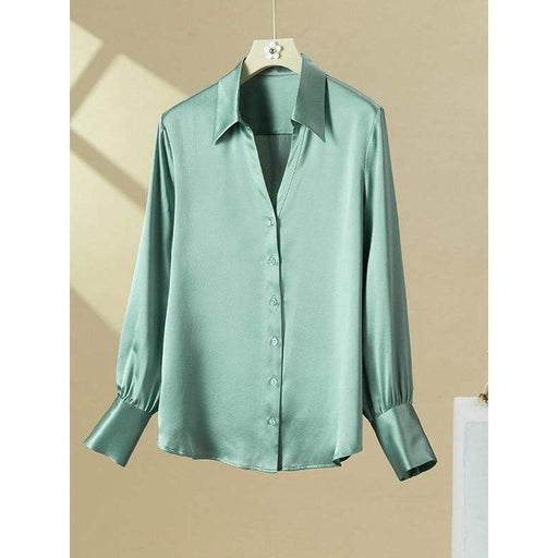 silk v-neck blouse, view 11 - MRSLM