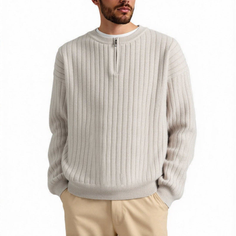Men's half-zip textured knit sweater, view 3 - MRSLM