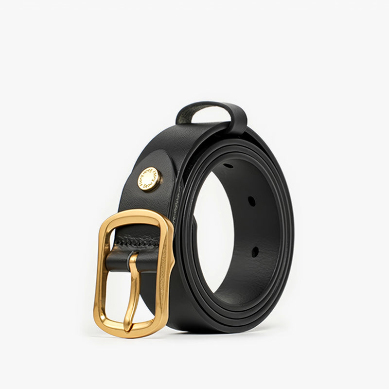 women's leather belt with pin buckle, view 2 - MRSLM