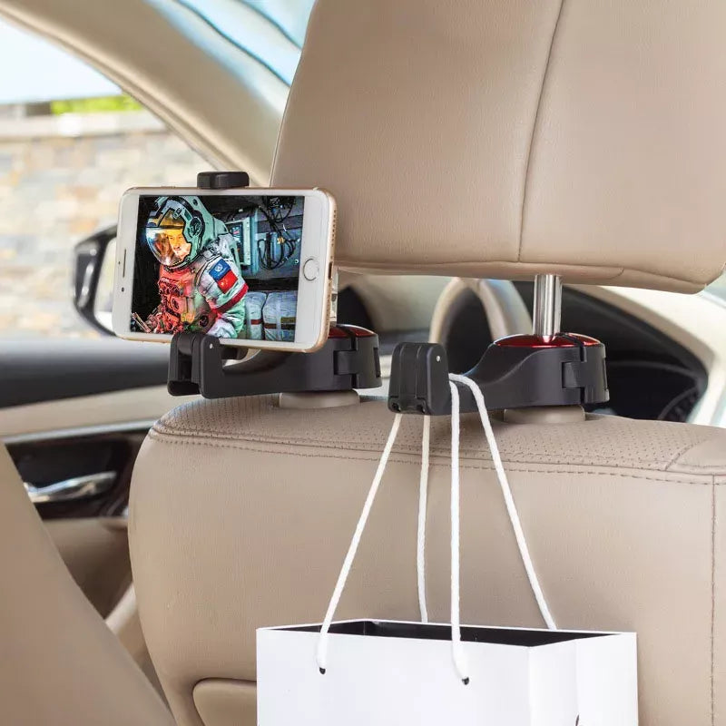 rotatable car headrest hook with phone holder - MRSLM