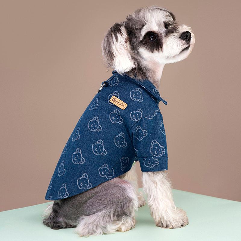 denim dog coat jacket with d-ring, view 3 - MRSLM