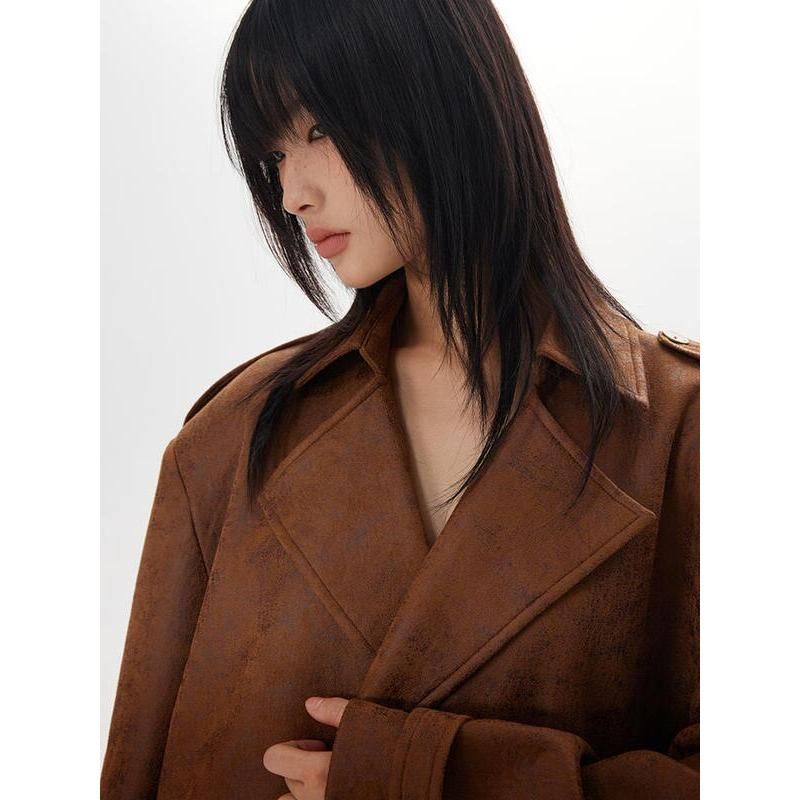 women's vintage thick trench coat, view 6 - MRSLM
