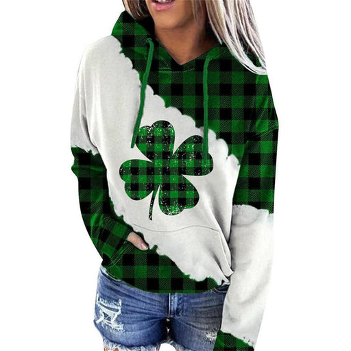 women's lucky grass print hoodie, view 3 - MRSLM