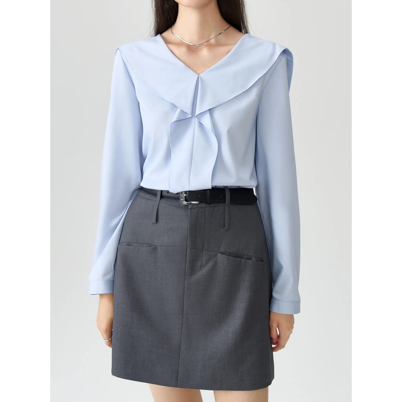 v-neck chiffon shirt, view 4 - MRSLM