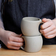 stoneware ceramic coffee mug with tray, view 2 - MRSLM