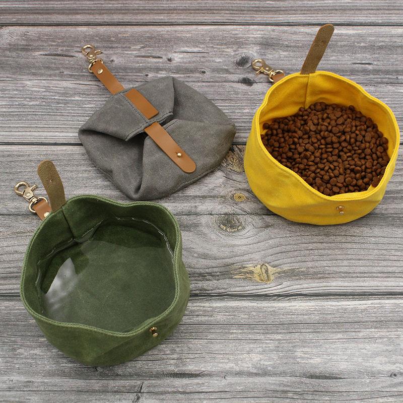 Tigela dobrável de lona impermeável para cães, 1000ml