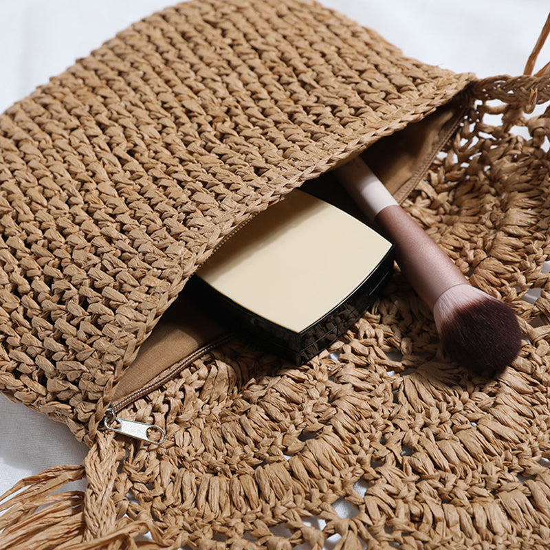 Handwoven Tassel Straw Crossbody Bag