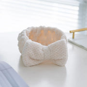 coral fleece bow headband, view 3 - MRSLM