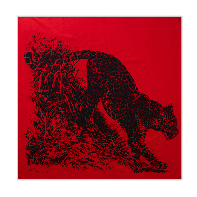 Leopard twill silk scarf 90cm, view 3 - MRSLM