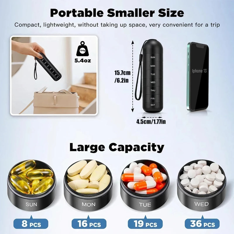 portable metal pill organizer, view 6 - MRSLM