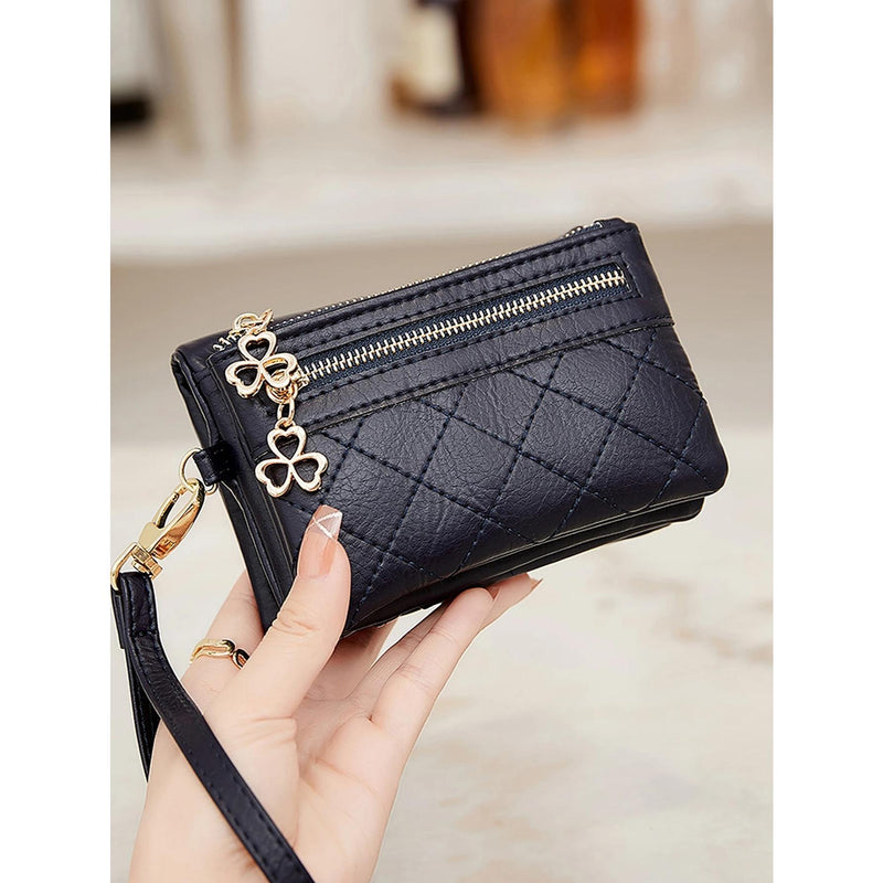 Women's Vintage Bifold Short Wallet with Wristband
