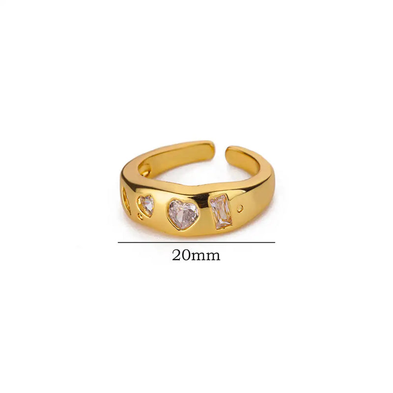Gold cubic zirconia heart wedding band, view 2 - MRSLM