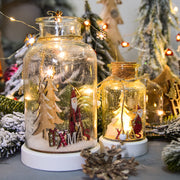 Light-up Christmas glass jar snow scene decoration, view 4 - MRSLM