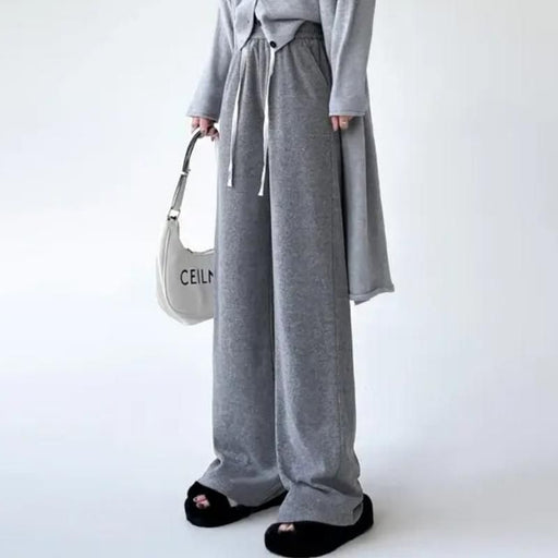 high-waist drawstring wide leg pants, view 3 - MRSLM