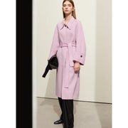 women's long wool coat with belt, view 3 - MRSLM
