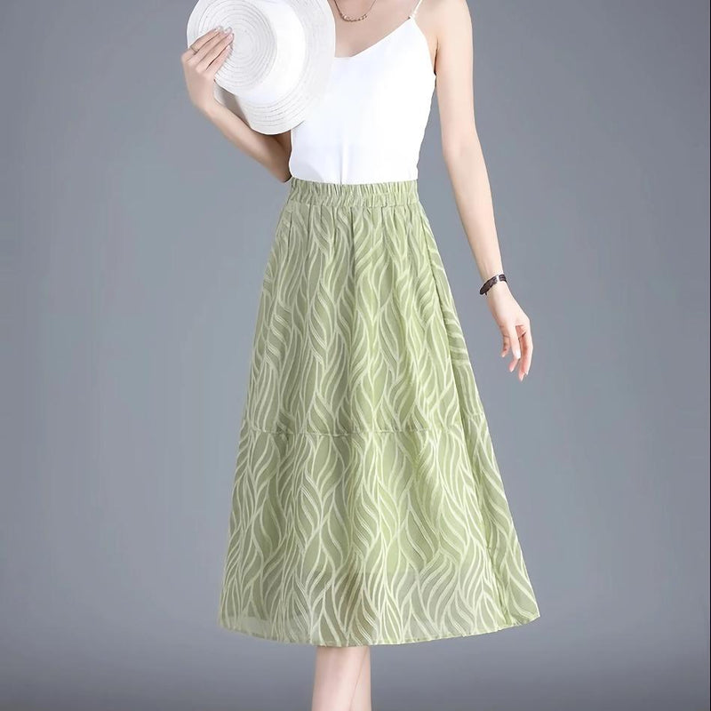 striped a-line chiffon skirt, view 7 - MRSLM
