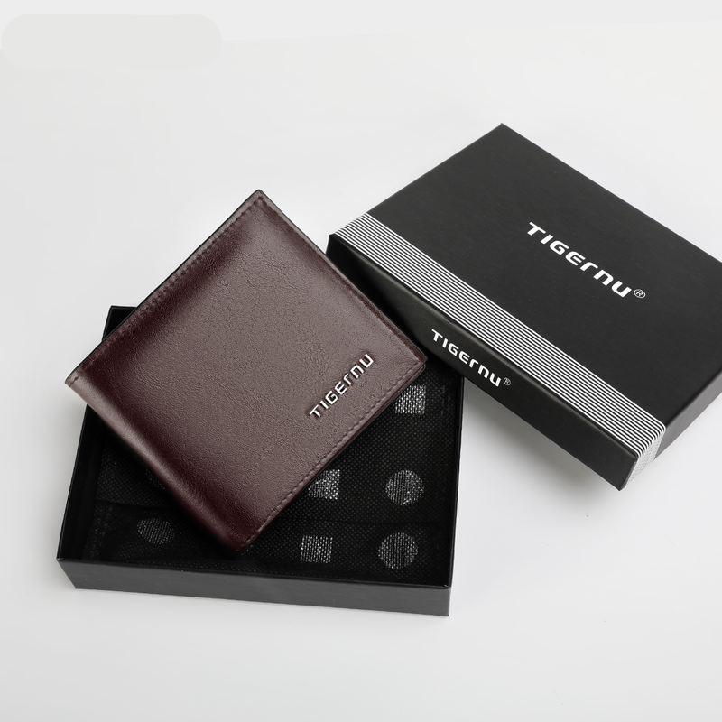 men's slim PU leather wallet with RFID, view 3 - MRSLM