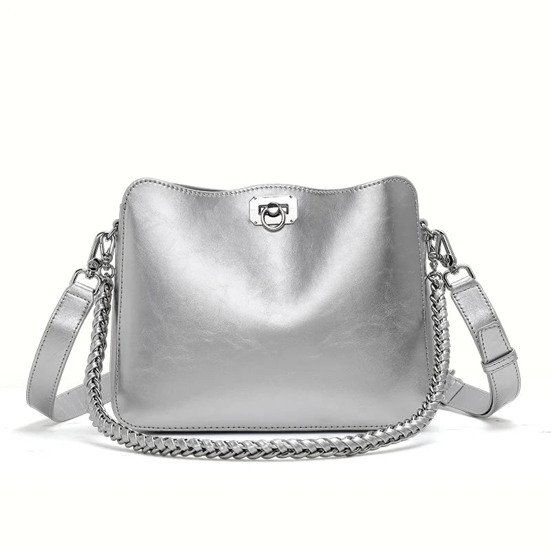 Cowhide square chain shoulder bag, view 3 - MRSLM