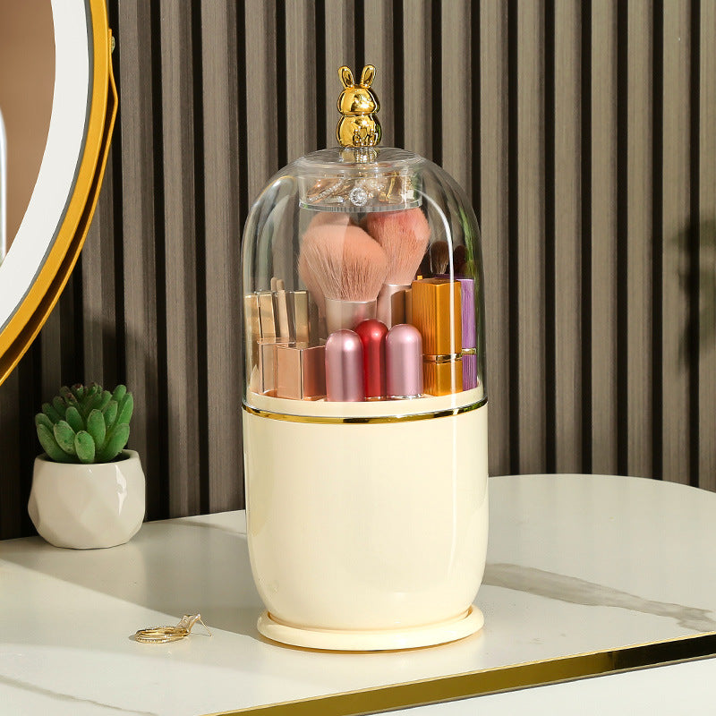 clear makeup brush holder with lid, view 2 - MRSLM
