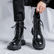 men's vintage leather ankle boots, black, view 7 - MRSLM